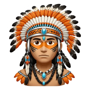 Orange black and white Native American warrior head dress sticker