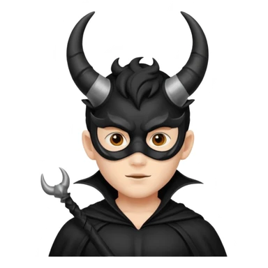 Black Horns on boy halloween sticker