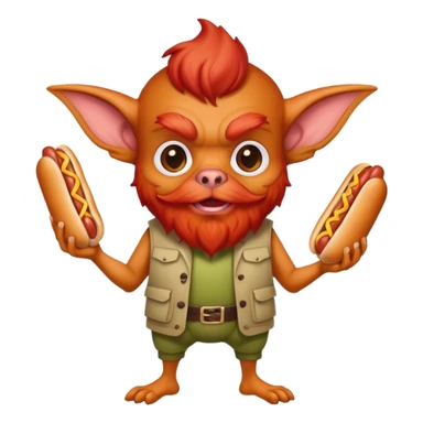 Gremlin with red beard and hot dogs  sticker