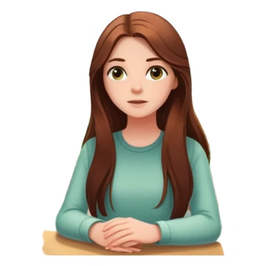 white girl with long brown hair gazing out a sunny window, surrounded by houseplants sticker