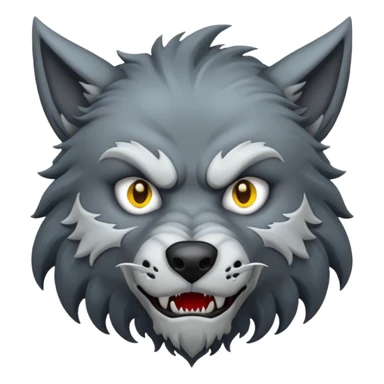 Lycan head, full moon, horror cartoon emoji, no background sticker