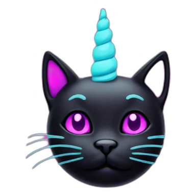 black cat unicorn neon sticker