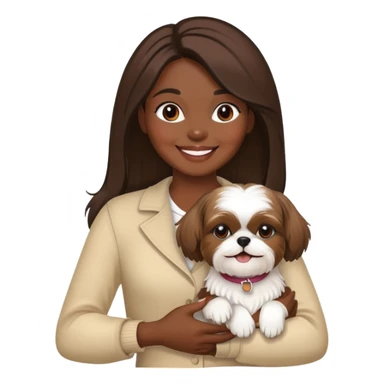 dark-skinned woman holding a Shih Tzu dog sticker