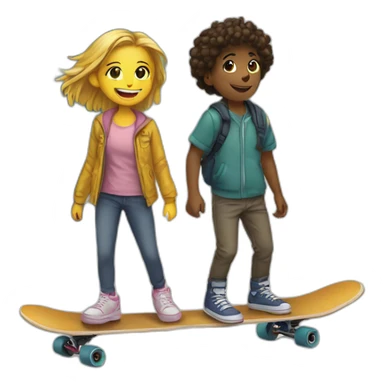 Boy and a girl skateboard in the streets sticker