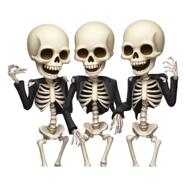 Three skeletons partying sticker