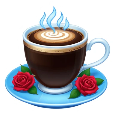 Turkish coffee with mini roses blue light sticker
