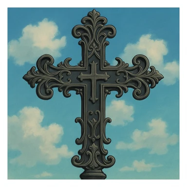 goth cross, ornate, Ghibli style sticker