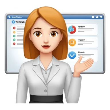 a women doing presentation with PPT in the background sticker