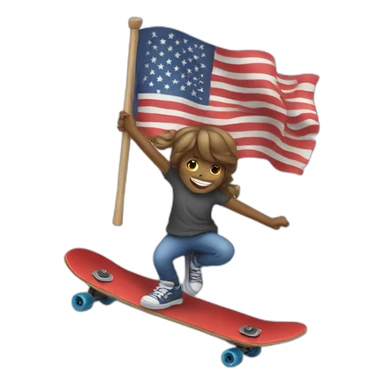 Person holding American flag riding a skateboard sticker