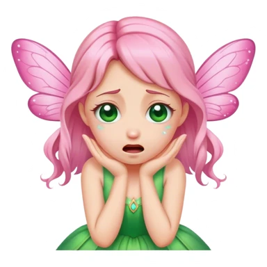 pink fairy in green dress crying sticker