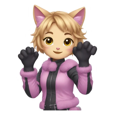 catgirl with paw gloves saying uwu sticker
