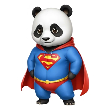 Panda wearing Superman hoodie sticker