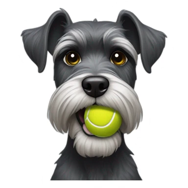 Full body schnauzer tennis ball in mouth sticker