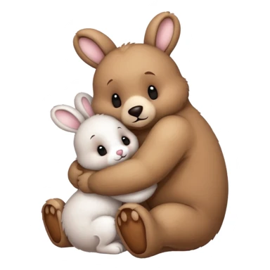 Bunny and bear hugging sticker