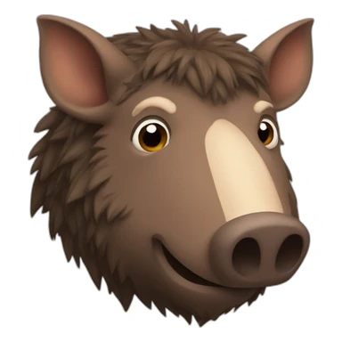 furries brown boar with tusks sticker