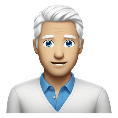 handsome man with white hair, blue eyes sticker
