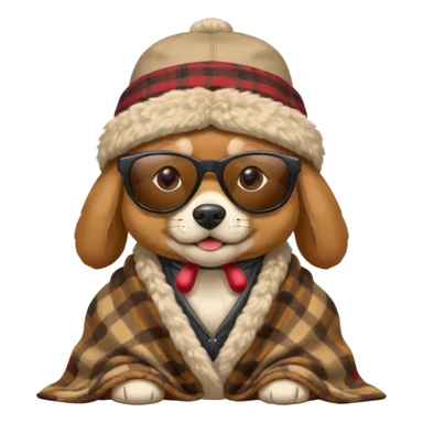Dog warring a hat and a blanket And sunglasses ￼ sticker