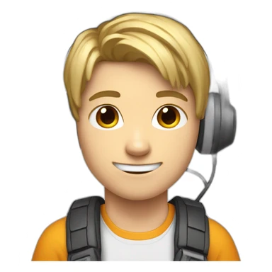 A 13-year-old white boy who is a gamer and has headphones on his ears sticker