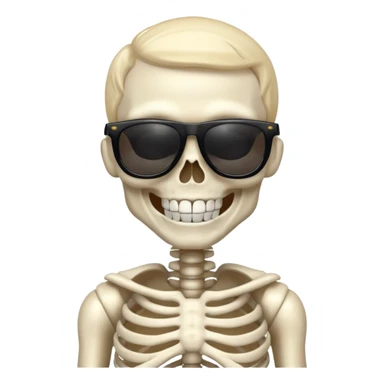 cool skeleton smiling like a rockstar with suntglases sticker
