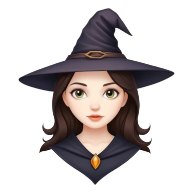 European girl, beautiful brunette, witch sticker