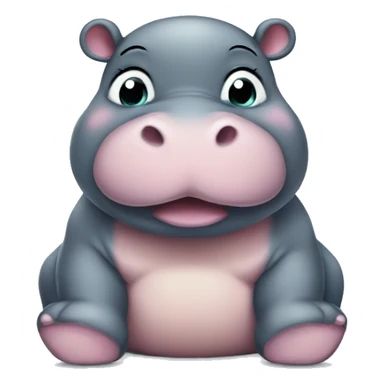 chubby baby hippo with a belly sticker