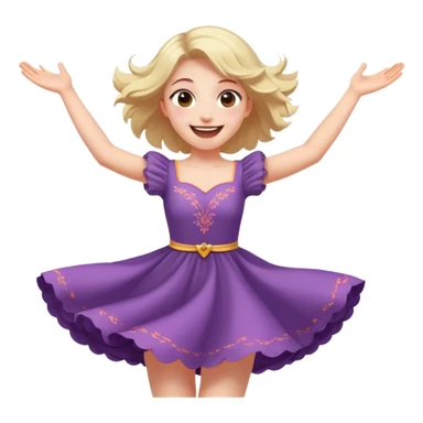 Cinematic Playful Aurora Portrait Emoji, Spinning in her dress, arms gracefully extended, eyes filled with laughter, exuding joy and charm, a princess dancing through her dreams! sticker