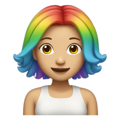 Chinese lady with rainbow hair sticker