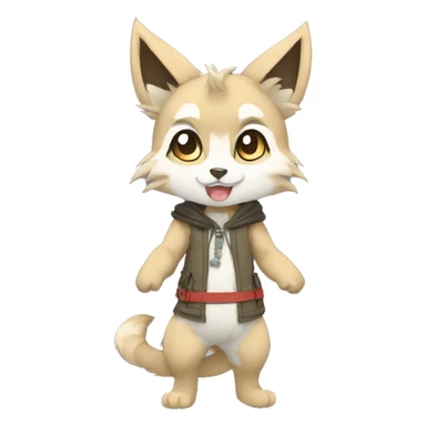 Kemono-style, Chibi, Anthro-Fur-Sona-Fakémon, clothing, Full Body sticker