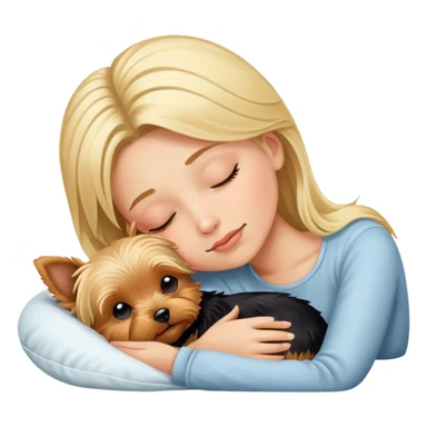 blonde girl sleeping with yorkie sticker