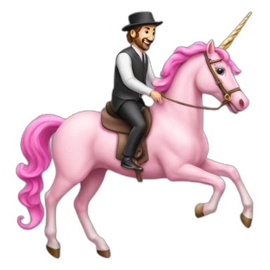 2 jews riding pink unicorn sticker