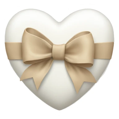white heart with beige bow sticker