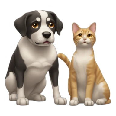 Chien et chat sticker
