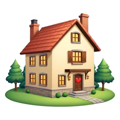 cozy house with a heart floating above the chimney, neutral background sticker