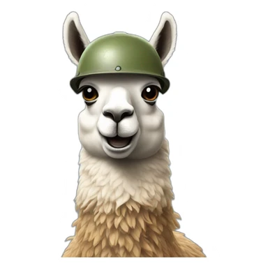 llama with an army helmet sticker