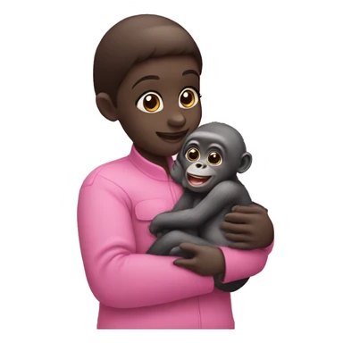 pink patting with a baby gorilla sticker
