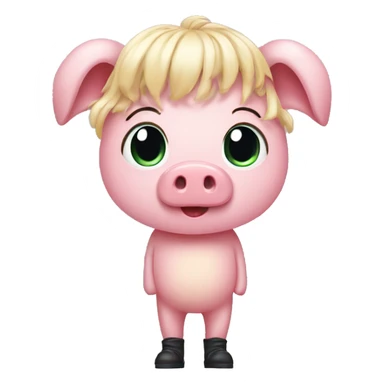 full body greasy pink pig wearing a blonde wig sticker
