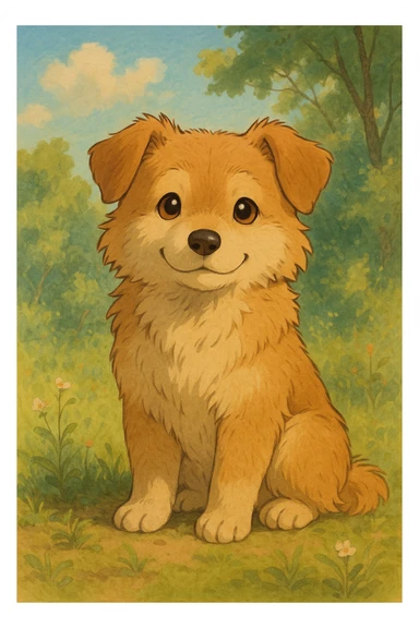 dog in ghibli style sticker