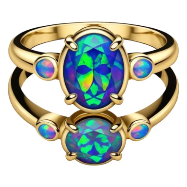 14k gold ring with a color shifting natural black opal sticker