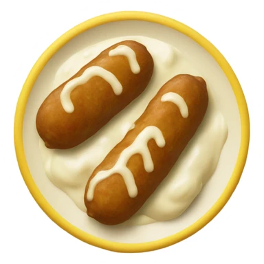 Eating yellow sausage with yellow meatballs and whitesauce  sticker