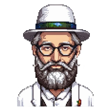 Jewish rabbi with beard, hat, and glasses sticker