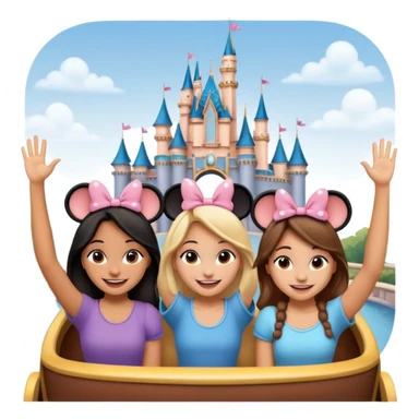 Como si quatro chicas estuvieran en una atracción de Disney con lsas manos levantadas  sticker
