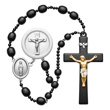  white rosary with white beads sticker