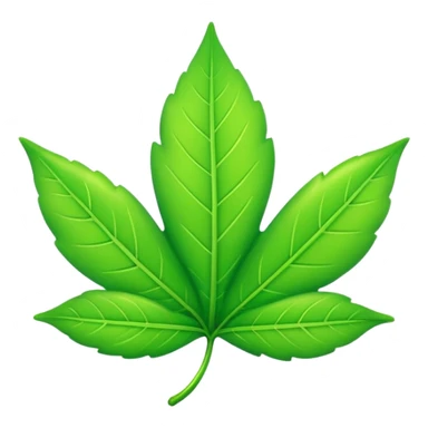 A single neon green leaf emoji, iPhone emoji style, glossy and smooth, cartoonish, vibrant neon green color, high detail, simple and cute design, isolated on white background, centered composition


 sticker