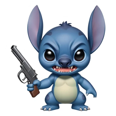 Lilo and stitch with a gun angry sticker