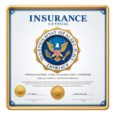 insurance license certificate with official seal sticker