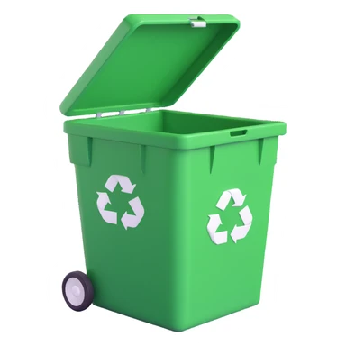 green recycle bin, 3D style with subtle shadows sticker