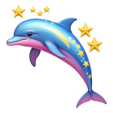 Blue, Yellow and pink streaked Dolphin with stars on it sticker