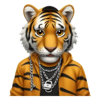 Tiger rapper with chain and rollies sticker