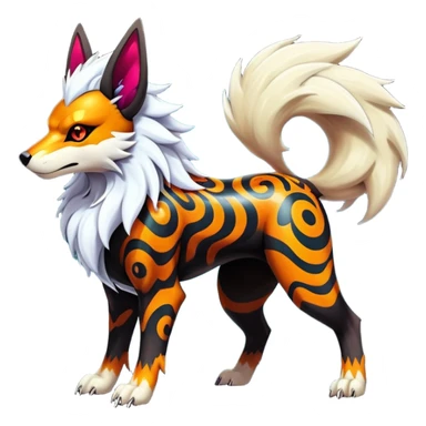 Shiny Gothic Exotic Punk’ish Cool Colorful Epic Futuristic Houndoom-Arcanine-Zorua-Torracat-Pokémon-Fakémon-hybrid-creature sticker