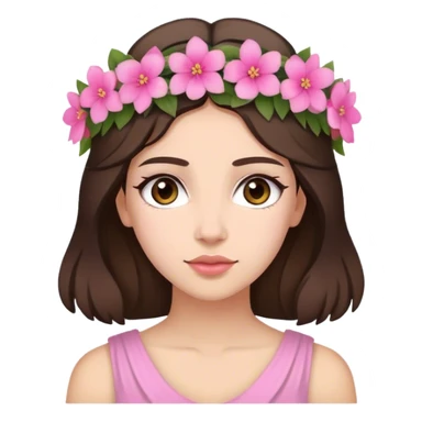 Greek looking brunette with pink flower crown sticker